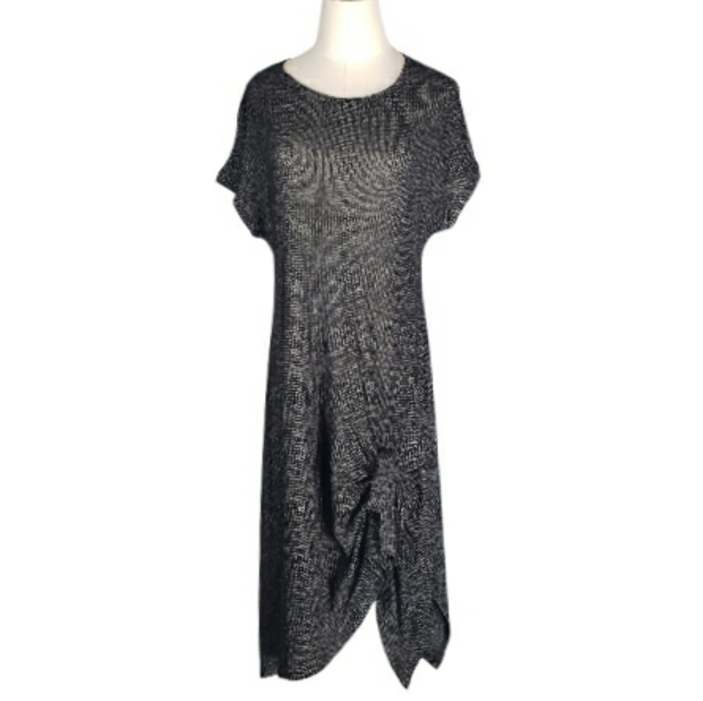 Comfy USA Legenlook Midi Dress Tie Up Hem Semi Sheer Open Weave Lightweight Sz L